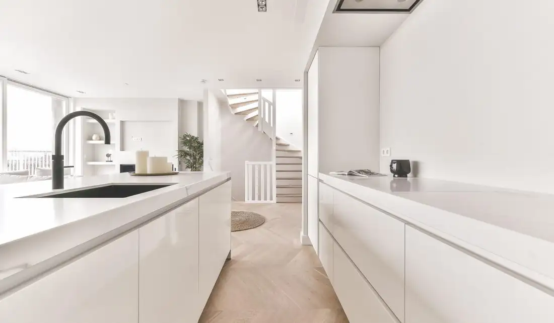 White High Gloss HS204 in a completed interior